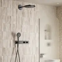 Saniclear Manchester inbouw regendouche 30cm gun metal PVD met 2 standen hoofddouche en 3 standen handdouche