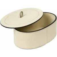 Giobagnara Trinket Box Harris Short Oval Small Calfskin Suede Ivory