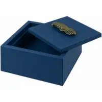 Giobagnara Trinket Box Ambra Square Medium Printed Calfskin Golf Royal Blue