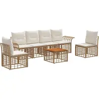 vidaXL Buiten bank set 7 st Natuurlijk en Crème Wit Polyester