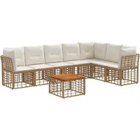 vidaXL Buiten bank set 8 st Natuurlijk en Crème Wit Polyester