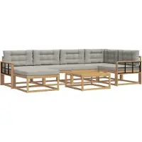 vidaXL Buiten bank set 7 st Wit en Lichtgrijs