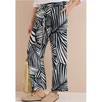 Cecil Dames Wide Legs broek met print en riemdetail - Groen - M