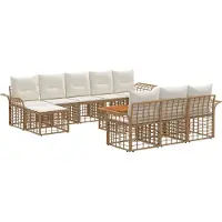 vidaXL Buiten bank set 11 st Natuurlijk en Crème Wit Polyester
