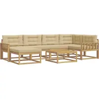 vidaXL Buiten bank set 7 st Wit en Beige