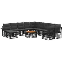 vidaXL Buiten bank set 12 st Zwart en Donker Grijs Polyester