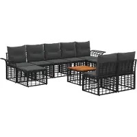 vidaXL Buiten bank set 10 st Zwart en Donker Grijs Polyester