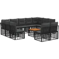 vidaXL - Buiten - bank - set - 12 - pcs - Zwart - en - Donker - Grijs - Polyester