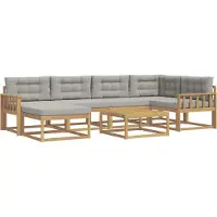 vidaXL Buiten bank set 7 st Wit en Lichtgrijs