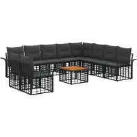 vidaXL Buiten bank set 11 st Zwart en Donker Grijs Polyester