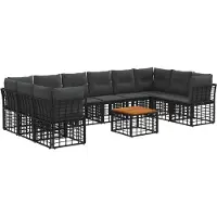 vidaXL Buiten bank set 11 st Zwart en Donker Grijs Polyester