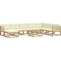 vidaXL Buiten bank set 9 st Wit en crèmekleurig