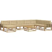 vidaXL Buiten bank set 9 st Wit en Beige