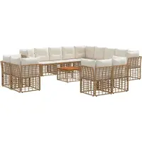 vidaXL Buiten bank set 14 st Natuurlijk en Crème Wit Polyester