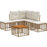 vidaXL Buiten bank set 6 st Natuurlijk en Crème Wit Polyester