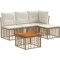 vidaXL Buiten bank set 5 st Natuurlijk en Crème Wit Polyester