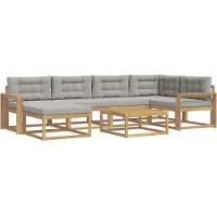 vidaXL Buiten bank set 7 st Wit en Lichtgrijs