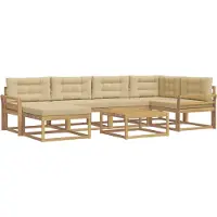 vidaXL Buiten bank set 7 st Wit en Beige