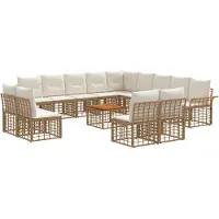 vidaXL Buiten bank set 14 st Natuurlijk en Crème Wit Polyester