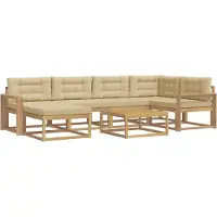 vidaXL Buiten bank set 7 st Wit en Beige
