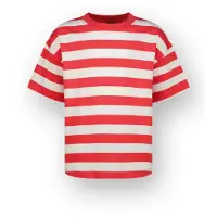 Vingino T-shirt rood/wit Meisjes Katoen Ronde hals Streep - maat 140