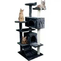 Mobiclinic Tico - Krabpaal - Kattenkrabpaal - Groot - Klimmen - 5 hoogtes - Met platformen en schuilplaatsen - Ontstressend speelgoed - Sisaltouw - Grijs