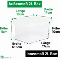 Novaliv 2x opbergdozen met deksel klein 2 L transparant nestbaar stapelbaar kunststof dozen met clipsluiting kunststof BPA-vrij 19 x 14 x 11 cm