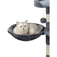 Lionto Katten ligmand set, 2x krabpaal mand Ø40 cm M8 15 cm grijs