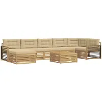 vidaXL Buiten bank set 8 st Wit en Beige