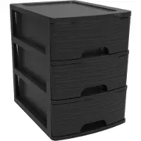 Eda Plastiques Ladenkast/bureau organizer zwart A5 3x lades stapelbaar L27 x B36 x H35 cm - Ladeblok