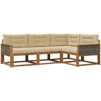 vidaXL Buiten bank set 4 st Natuurlijk en Beige