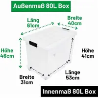 Novaliv XXL opbergdoos met deksel, groot 80L, transparant, nestbaar, stapelbaar kunststof doos met clipsluiting, Eurobox met deksel, BPA-vrij, 61x40x45 cm