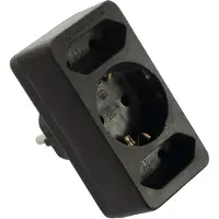As Schwabe as-Schwabe beschermcontactstekker met 2x Euro-stekker en 1x Schuko-stekker, 230V, zwart, IP20