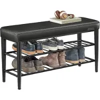 Vasagle Schoenenbank uit de EKHO collectie met roosterplanken, Inktzwart / 100B cm