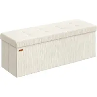 Songmics Opvouwbare voetenbank met opbergruimte, Crème Wit / 110B cm