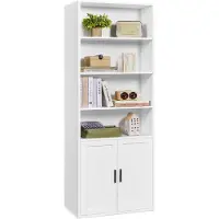 Vasagle Boekenkast met deur en open vakken, Wolkenwit / 60B cm