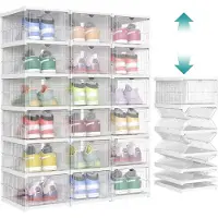 Songmics Opvouwbare schoenenkast met meerdere vakken, Transparant + Wolkenwit / 3