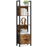 Vasagle Hoekboekenkast met lade en stalen frame, 40B cm