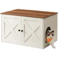 Feandrea Kattenbak met deurtjes, Honingbruin + Vintage Wit / 53T x 80B cm