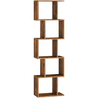 Vasagle Vrijstaande boekenkast met meerdere niveaus en open opbergruimte, Rustiek Bruin / 5 niveaus (40B cm)