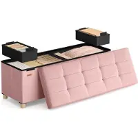 Songmics Opvouwbare opbergbank met deksel en comfortabele zitting, Pastelroze