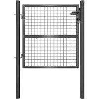 Songmics Afsluitbaar tuinhek met 3 sleutels, Grijs / 90 x 106 cm
