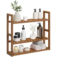 Songmics Bamboe plank met 3 verstelbare niveaus, Koffie Bruin