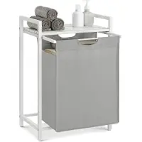 Vasagle Wasmand met uittrekbare waszakken, Duifgrijs / 65 L (50 x 33 x 72 cm)