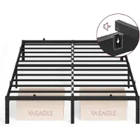 Vasagle Metalen bedframe met opbergruimte eenvoudig te monteren, 200 x 160 x 35.6 cm