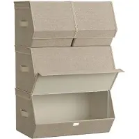 Songmics Opbergdoos met dekselboeken duifgrijs, zandbeige