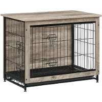 Feandrea Zware hondenkooi voor thuis met afneembaar dienblad, Greige / L 82,5 x B 56 x H 64 cm