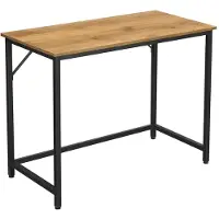 Vasagle smalle bureautafel met metalen frame, Honingbruin + zwart