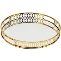 StarTech.com Decoratieve schaal - Ronde spiegelschaal - Spiegeloppervlak van glas - Organizer voor het opbergen van cosmetica, sieraden en parfum - Geschikt voor badkamer, slaapkamer en woonkamer - Goudkleurig