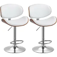 HOMCOM -Barkruk-53x52x112cm-Synthetische coating-Wit